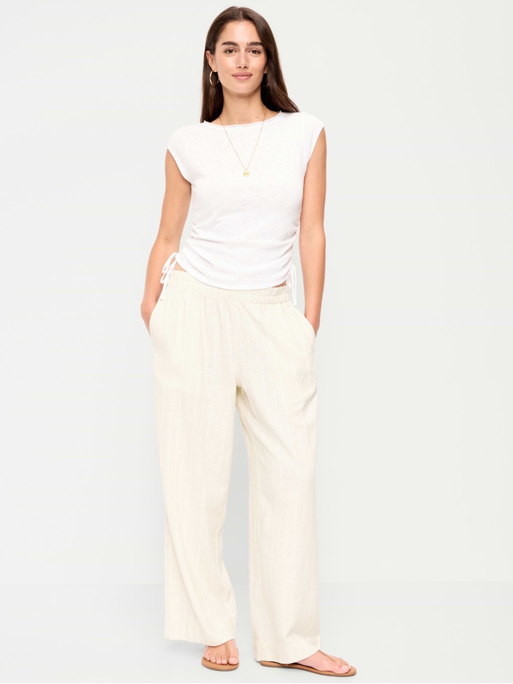 NWOT! Old Navy High-Waisted Linen-Blend Super Wide-Leg Pants